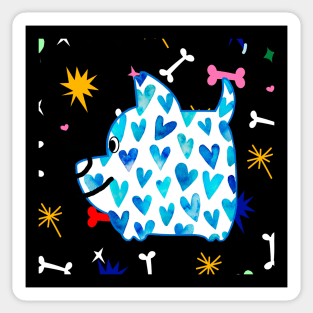 Doggy with blue hearts Sticker